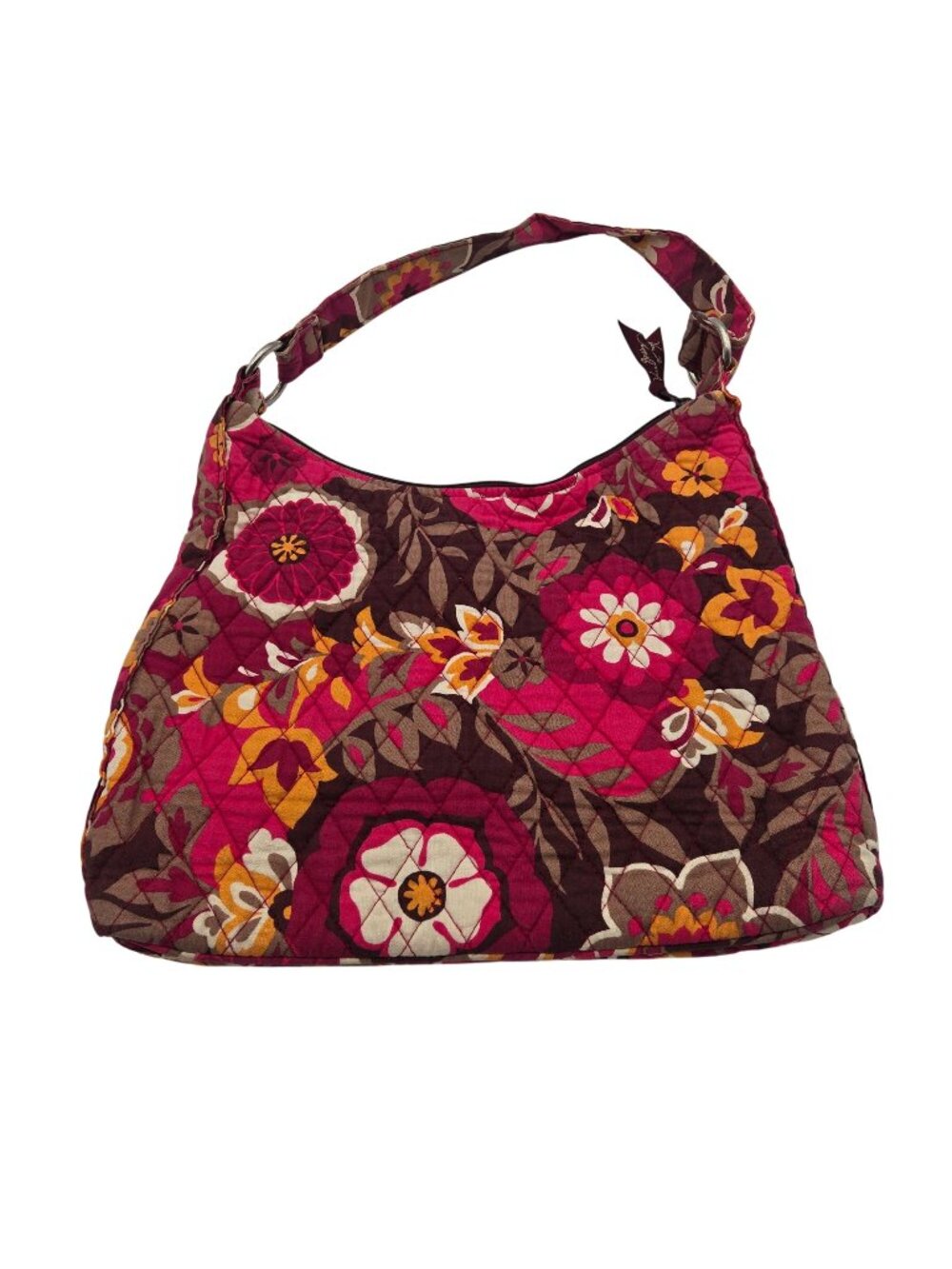 Vera Bradley Quilted Carnaby Floral Shoulder Bag 12"x11" Pink & Brown